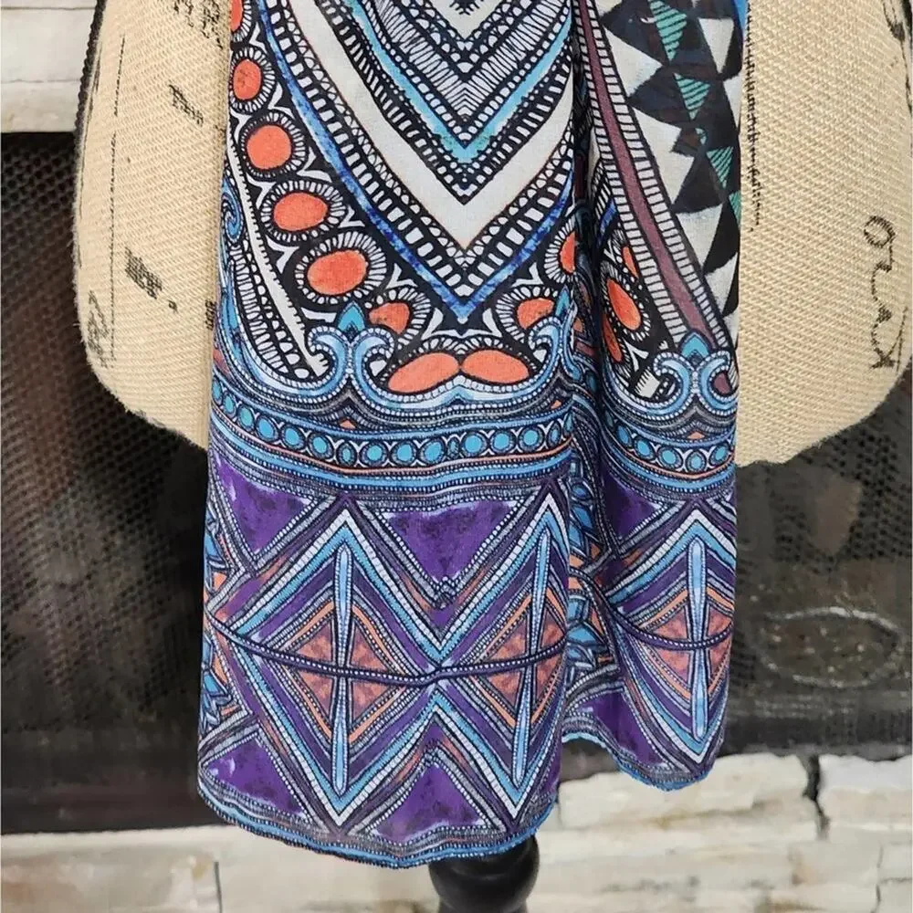Chico's blue purple and teal‎ tones contemporary rectangular scarf